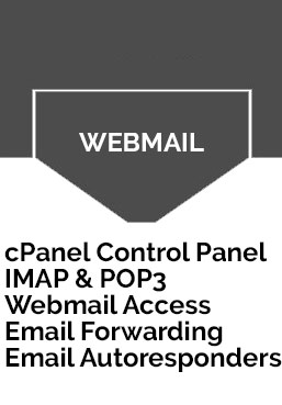Promotional graphic listing webmail and cPanel email features